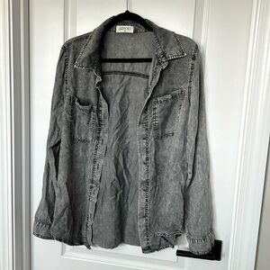 Soft washed black button down-3.